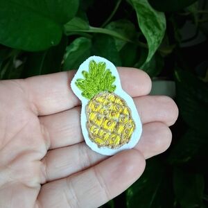 Embroidered Pineapple Patch - Yellow and Green